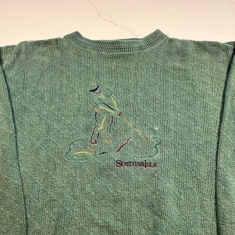 Vintage 90s Green vintage golf sweater knit graphic sportswear